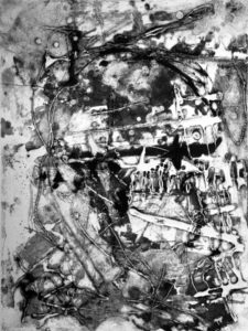 Kopflos, 40 x 30 cm, Carborundum