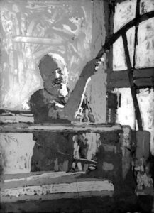Unter Druck, 40 x 30 cm, Carborundum (Druckplatte rechts)