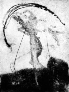 2556 Manchmal wäre Jörg gern ein Fisch, 40 x 30 cm, Carborundum