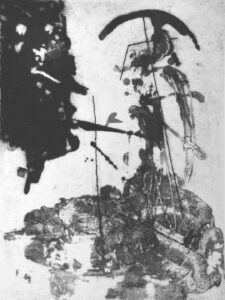 2560 Eine Nachteule mit ihrem Sportkameraden, 40 x 30 cm, Carborundum